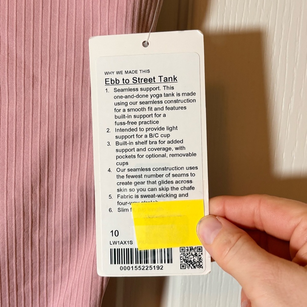 Lululemon Ebb to Street Tank Top *Light Support, B/C Cup Pink Haze. NWT SZ 10 - Picture 3 of 5